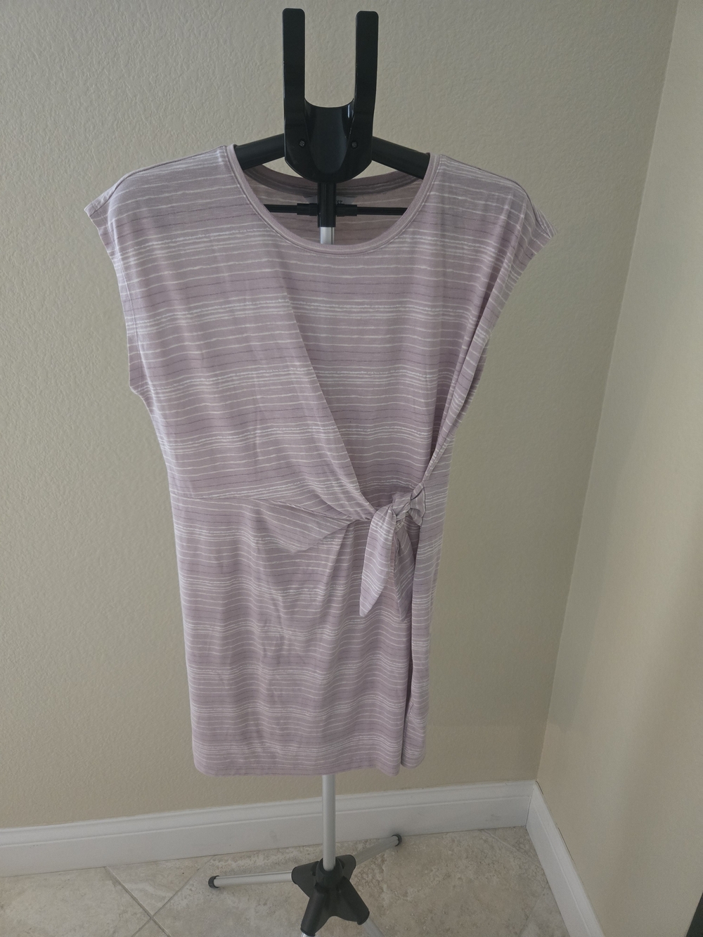 Nine West Pink Striped Sleeveless Tie-Front Dress